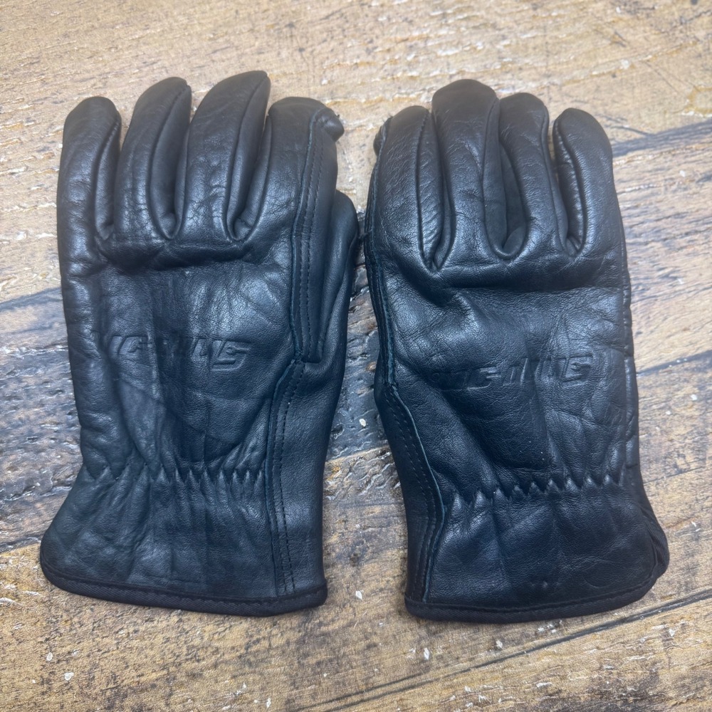 ViMens Black Leather Gloves Lined Winter Work Driving Snap-On‎ Logotage